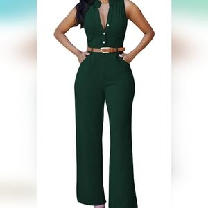 Pink Queen Beautiful green jumpsuit NWOT